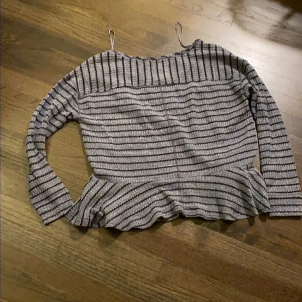 We the Free Blue Striped Waffle Knit Top Small S